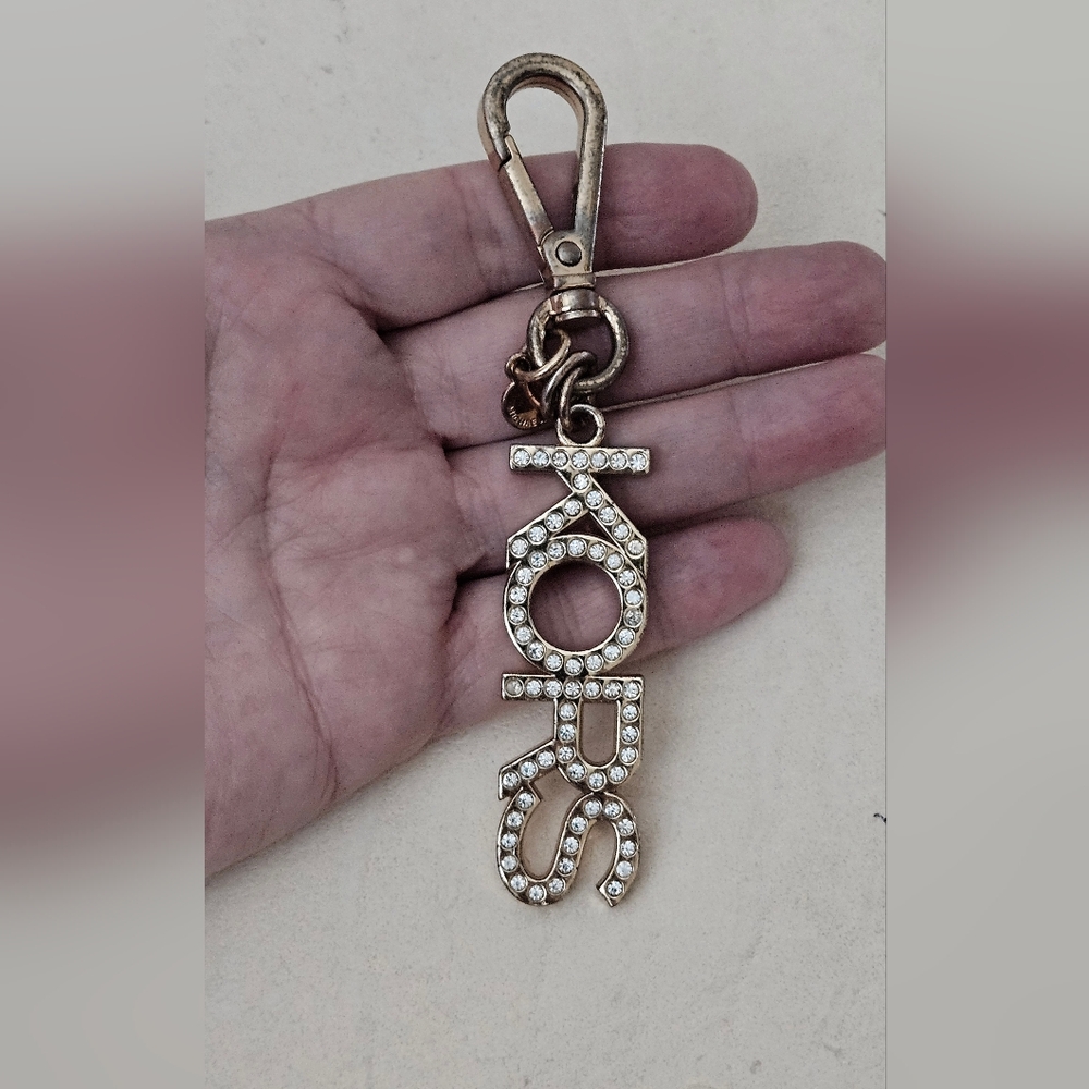 Michael Kors Gold Pave Crystal KORS Logo Bag Charm/Keychain 4"L - Picture 7 of 8
